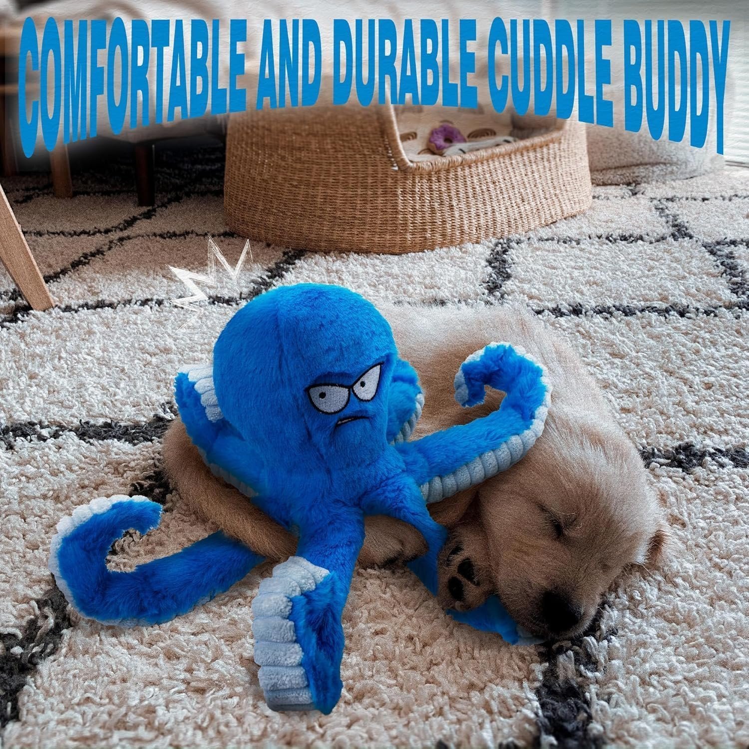Blue Octopus Dog Toy – Tough Chew, Squeaky & Interactive Fun - Image 5